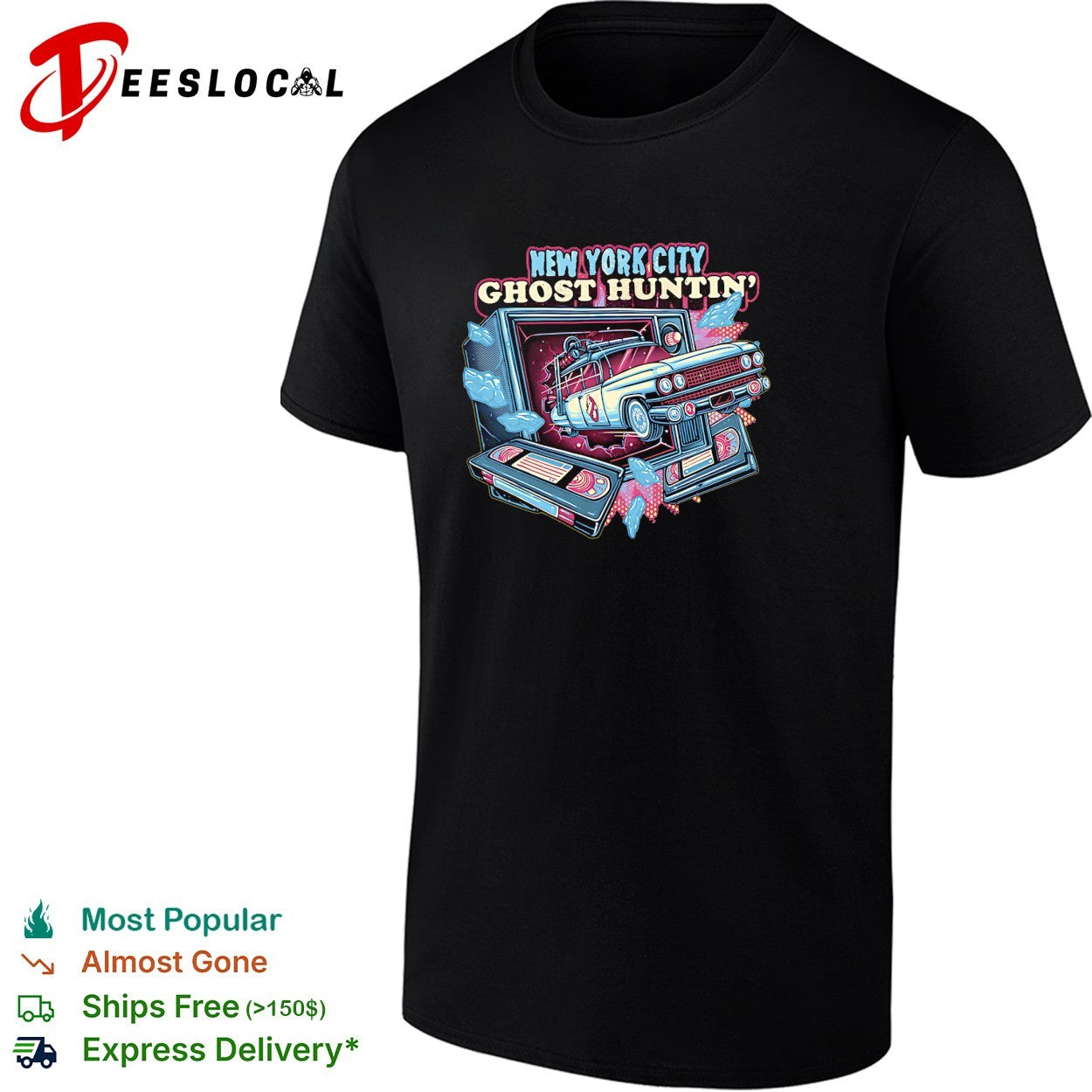 Car bursting through TV New York City ghost huntin shirt Unisex T-shirt, Sweatshirt, Hoodie, Long Sleeve Tee - T-Shirt, Sweatshirt, Hoodie
