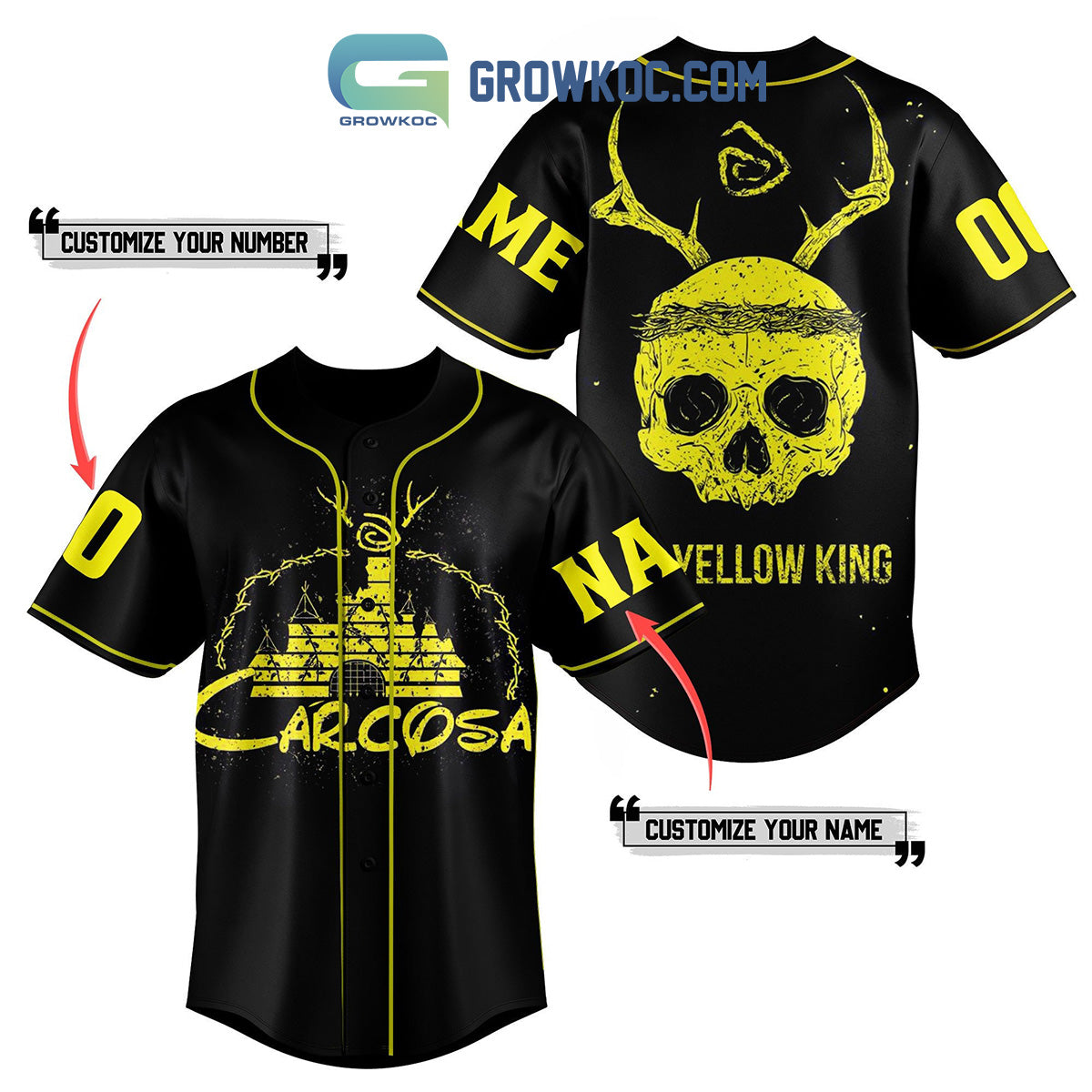 Carcosa Yellow King Personalized Baseball Jersey Unisex T-shirt, Sweatshirt, Hoodie, Long Sleeve Tee - T-Shirt, Sweatshirt, Hoodie