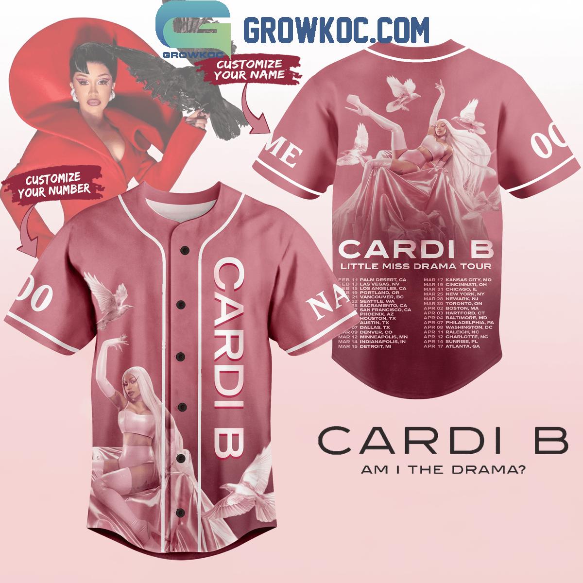 Cardi B Little Miss Drama Tour 2025 Personalized Baseball Jersey Unisex T-shirt, Sweatshirt, Hoodie, Long Sleeve Tee - T-Shirt, Sweatshirt, Hoodie