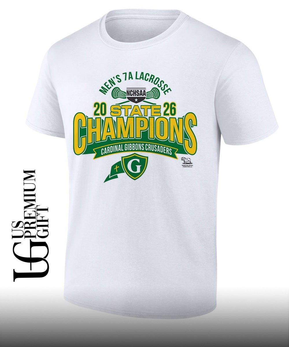 Cardinal Gibbons Raleigh Mens NCHSAA 7A Lacrosse State Champions 2026 shirt Unisex T-shirt, Sweatshirt, Hoodie, Long Sleeve Tee - T-Shirt, Sweatshirt, Hoodie
