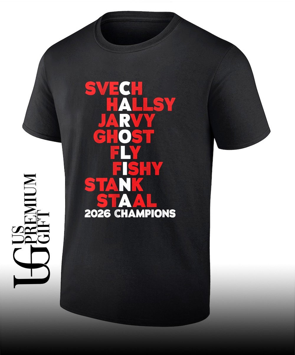 Carolina Hurricanes hockey 2026 names Champions shirt Unisex T-shirt, Sweatshirt, Hoodie, Long Sleeve Tee - T-Shirt, Sweatshirt, Hoodie