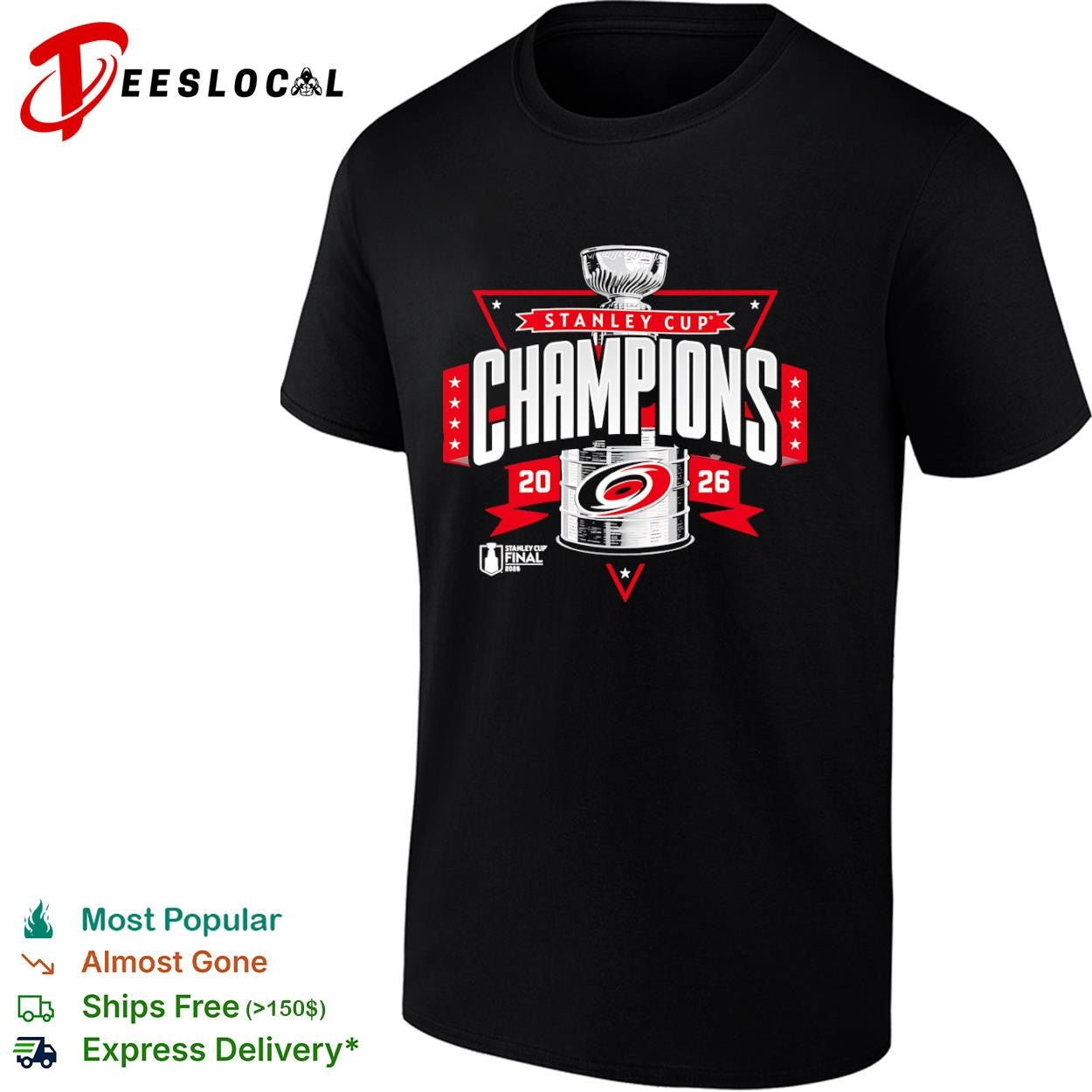 Carolina Hurricanes trophy Stanley Cup champions 2026 shirt Unisex T-shirt, Sweatshirt, Hoodie, Long Sleeve Tee - T-Shirt, Sweatshirt, Hoodie