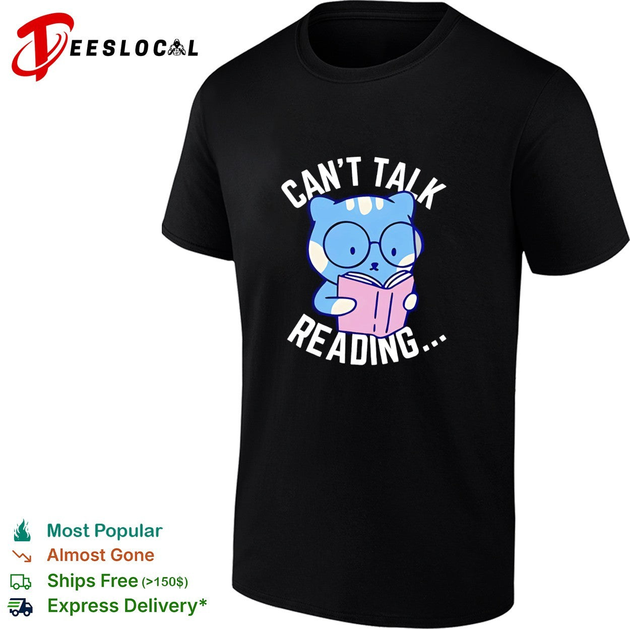 Cat reading book cant talk reading shirt Unisex T-shirt, Sweatshirt, Hoodie, Long Sleeve Tee - T-Shirt, Sweatshirt, Hoodie
