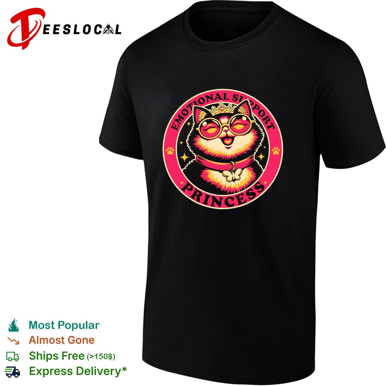 Cat wearing crown emotional support princess shirt Unisex T-shirt, Sweatshirt, Hoodie, Long Sleeve Tee - T-Shirt, Sweatshirt, Hoodie