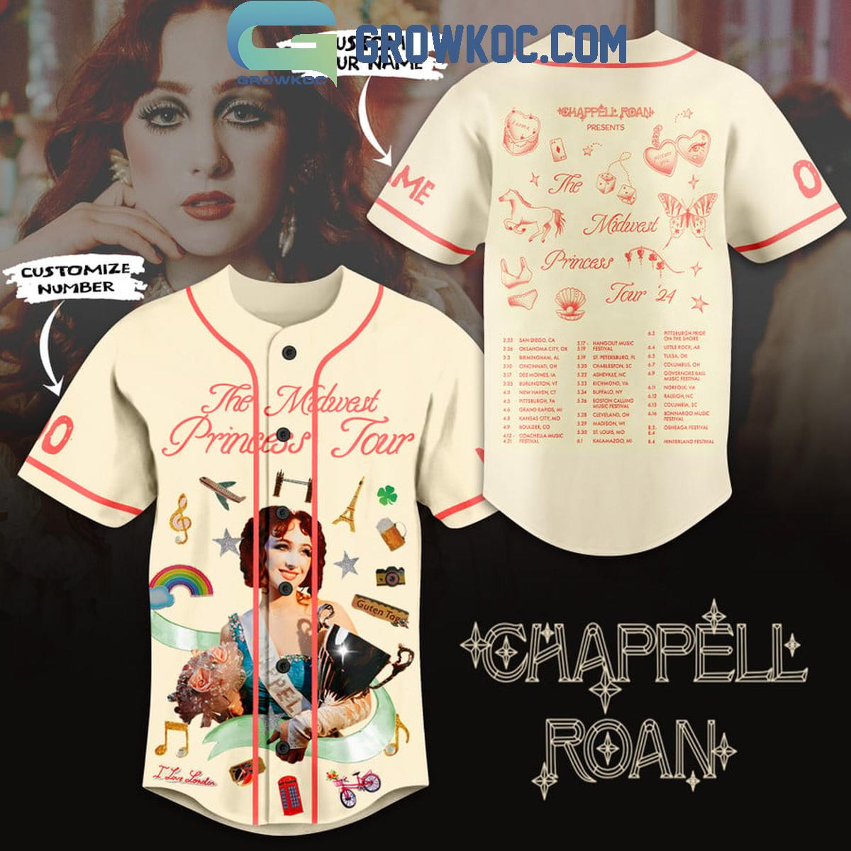 Chappell Roan The Midwest Princess Tour 2024 Personalized Baseball Jersey Unisex T-shirt, Sweatshirt, Hoodie, Long Sleeve Tee - T-Shirt, Sweatshirt, Hoodie