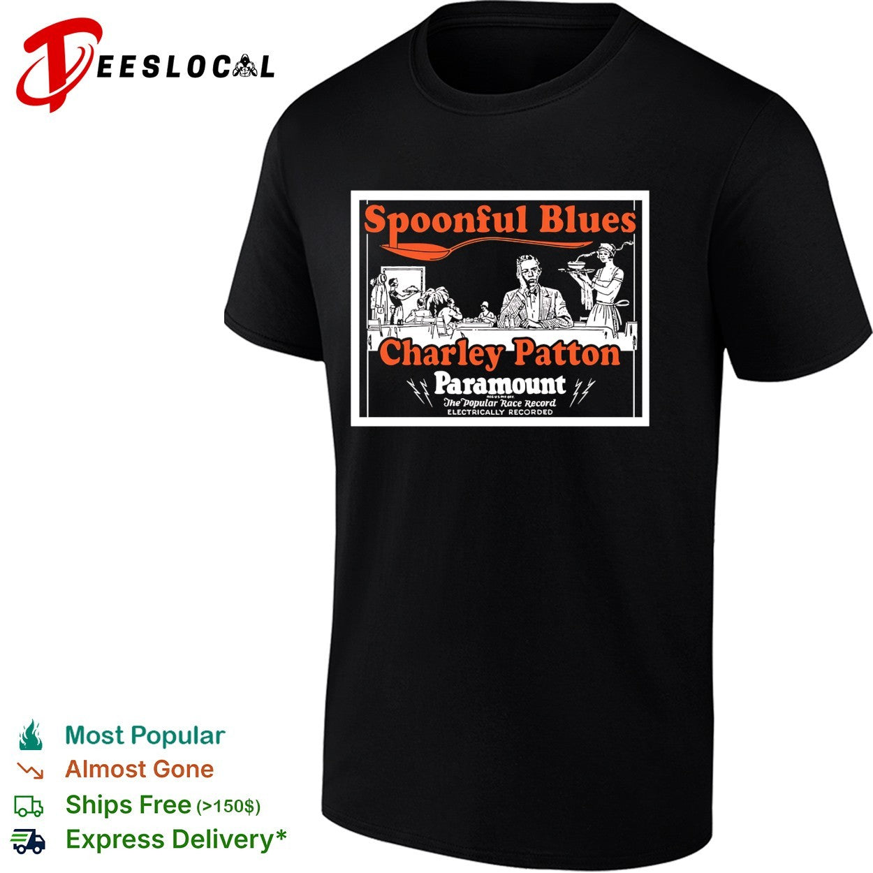Charley Patton spoonful blues Paramount records shirt Unisex T-shirt, Sweatshirt, Hoodie, Long Sleeve Tee - T-Shirt, Sweatshirt, Hoodie