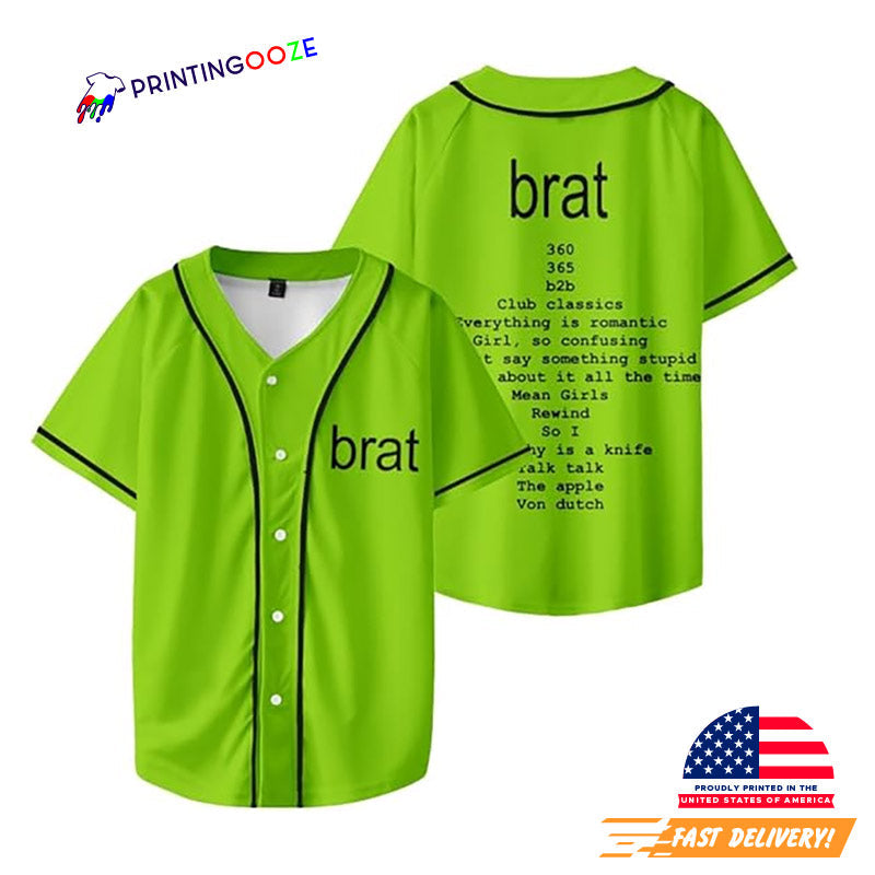 Charli XCX Brat Tour 2024 Baseball Jersey Unisex T-shirt, Sweatshirt, Hoodie, Long Sleeve Tee - T-Shirt, Sweatshirt, Hoodie
