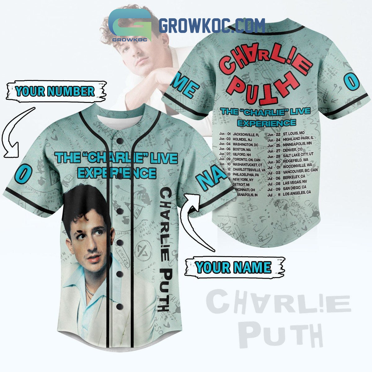 Charlie Puth The Charlie Live Experience Baseball Jersey Unisex T-shirt, Sweatshirt, Hoodie, Long Sleeve Tee - T-Shirt, Sweatshirt, Hoodie