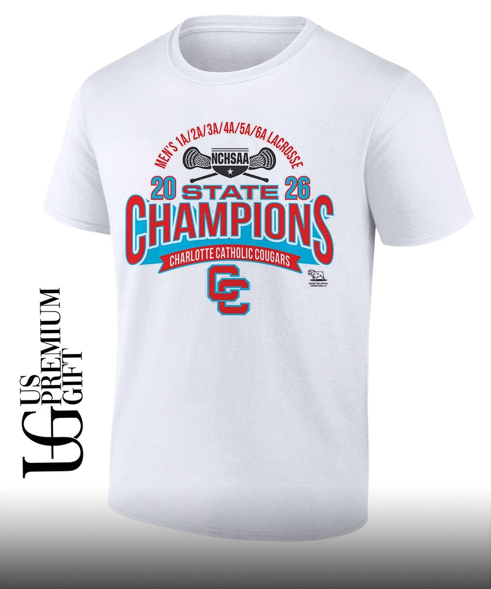 Charlotte Catholic Cougars NCHSAA Mens 1A to 6A Lacrosse State Championship 2026 shirt Unisex T-shirt, Sweatshirt, Hoodie, Long Sleeve Tee - T-Shirt, Sweatshirt, Hoodie