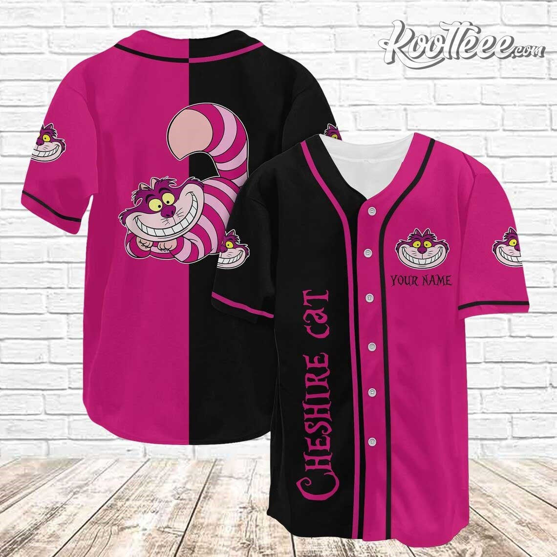 Cheshire Cat Alice In Wonderland Custom Name Baseball Jersey Unisex T-shirt, Sweatshirt, Hoodie, Long Sleeve Tee - T-Shirt, Sweatshirt, Hoodie