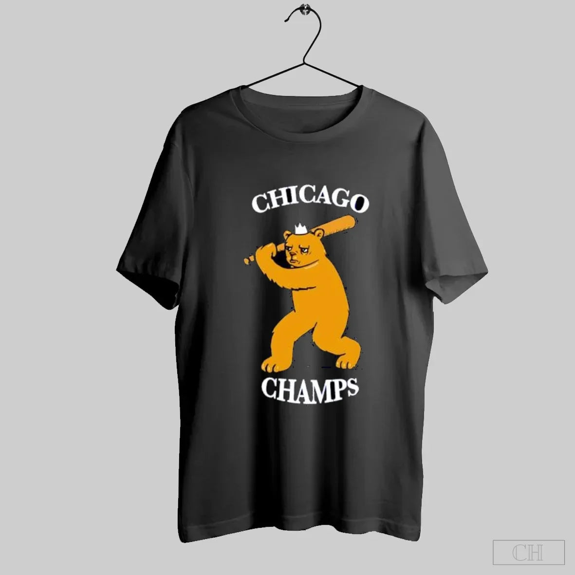 Chicago Champs Bear Crown Holding Baseball Bat S Black T-Shirts, Hoodie, Sweatshirt - T-Shirt, Sweatshirt, Hoodie