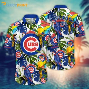 Chicago Cubs MLB Colorful Parrot Monstera Leaves Pattern Hawaiian Shirt Unisex T-shirt, Sweatshirt, Hoodie, Long Sleeve Tee - T-Shirt, Sweatshirt, Hoodie