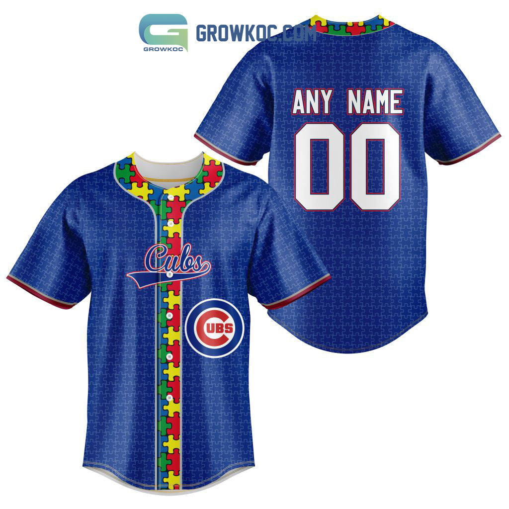 Chicago Cubs MLB Fearless Against Autism Personalized Baseball Jersey Unisex T-shirt, Sweatshirt, Hoodie, Long Sleeve Tee - T-Shirt, Sweatshirt, Hoodie