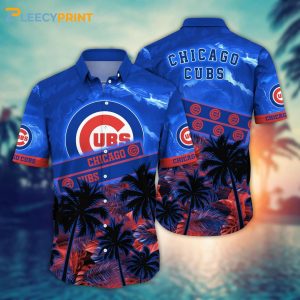 Chicago Cubs MLB Sky Palm Trees Hawaiian Shirt Unisex T-shirt, Sweatshirt, Hoodie, Long Sleeve Tee - T-Shirt, Sweatshirt, Hoodie