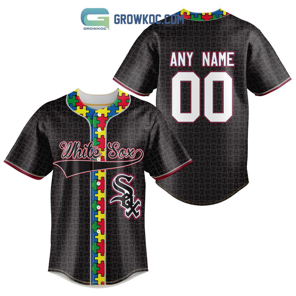 Chicago White Sox MLB Fearless Against Autism Personalized Baseball Jersey Unisex T-shirt, Sweatshirt, Hoodie, Long Sleeve Tee - T-Shirt, Sweatshirt, Hoodie