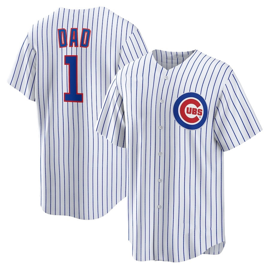 Chicago Cubs #1 Dad Home Replica Jersey - White Stitched Baseball Jersey baseball jersey product view 1