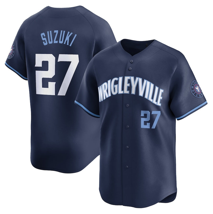 Chicago Cubs #27 Seiya Suzuki City Connect Limited Player Jersey - Navy Stitched Baseball Jersey baseball jersey product view 1