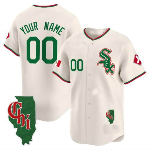 Custom Chicago White Sox Mexico Vapor Premier Limited ¨C Illinois Patch ¨C All Stitched Baseball Jersey baseball jersey product view 3
