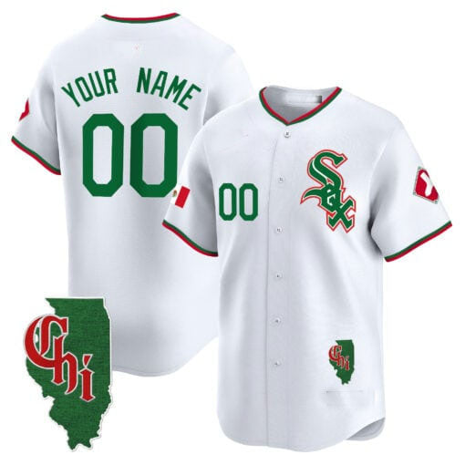 Custom Chicago White Sox Mexico Vapor Premier Limited ¨C Illinois Patch ¨C All Stitched Baseball Jersey baseball jersey product view 1