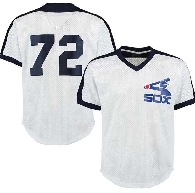 Chicago White Sox #72 Carlton Fisk White Cooperstown Mesh Batting Practice Jersey baseball jersey product view 1
