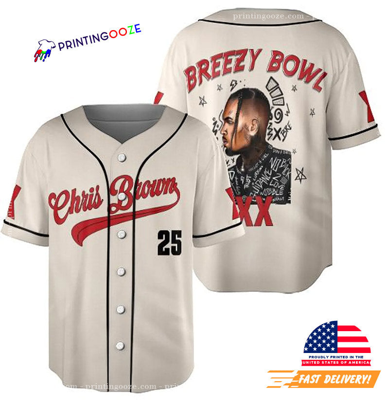 Chris Brown Breezy Bowl XX 2025 Concert Baseball Jersey Unisex T-shirt, Sweatshirt, Hoodie, Long Sleeve Tee - T-Shirt, Sweatshirt, Hoodie