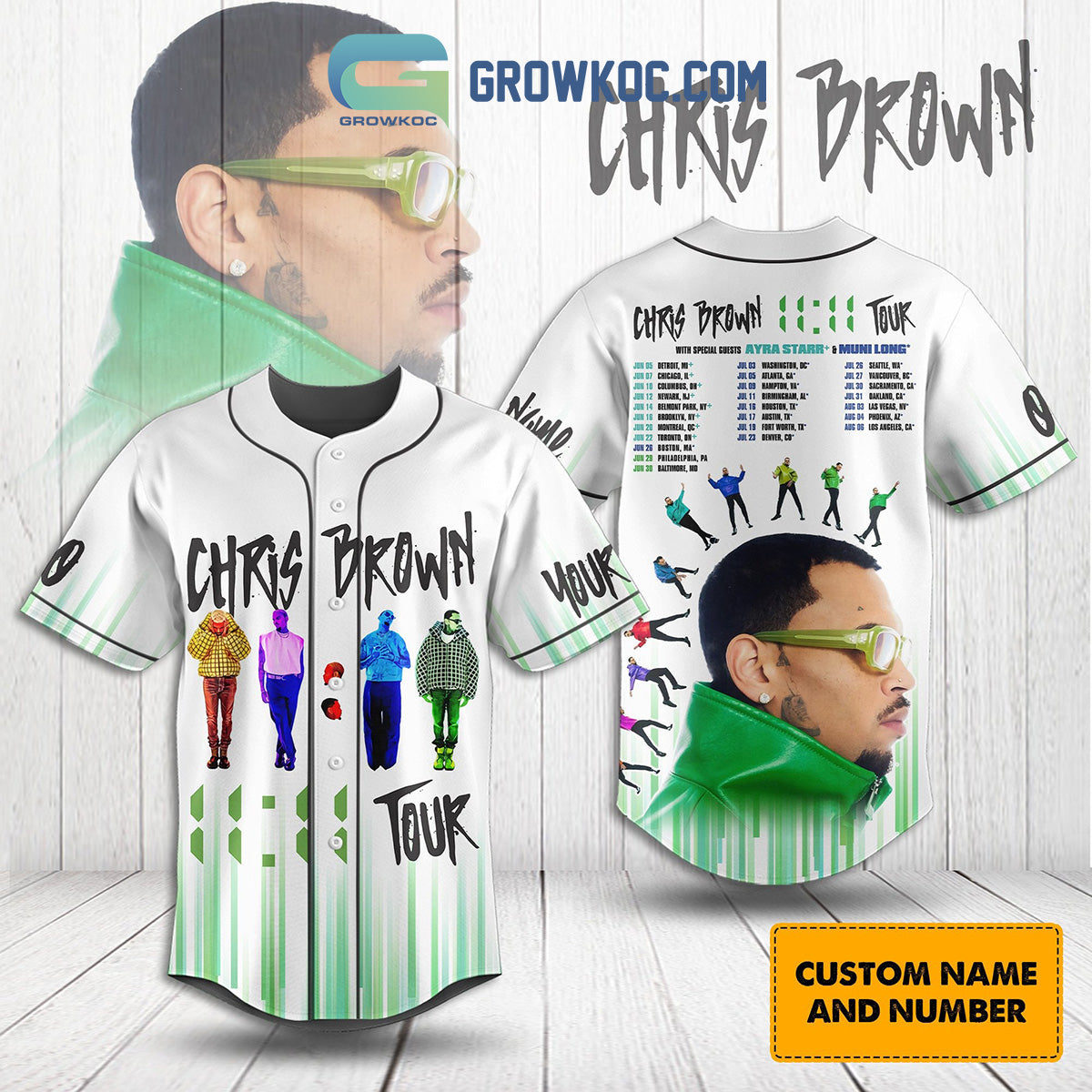 Chris Brown Tour Schedule Of 2024 White Design Personalized Baseball Jersey Unisex T-shirt, Sweatshirt, Hoodie, Long Sleeve Tee - T-Shirt, Sweatshirt, Hoodie