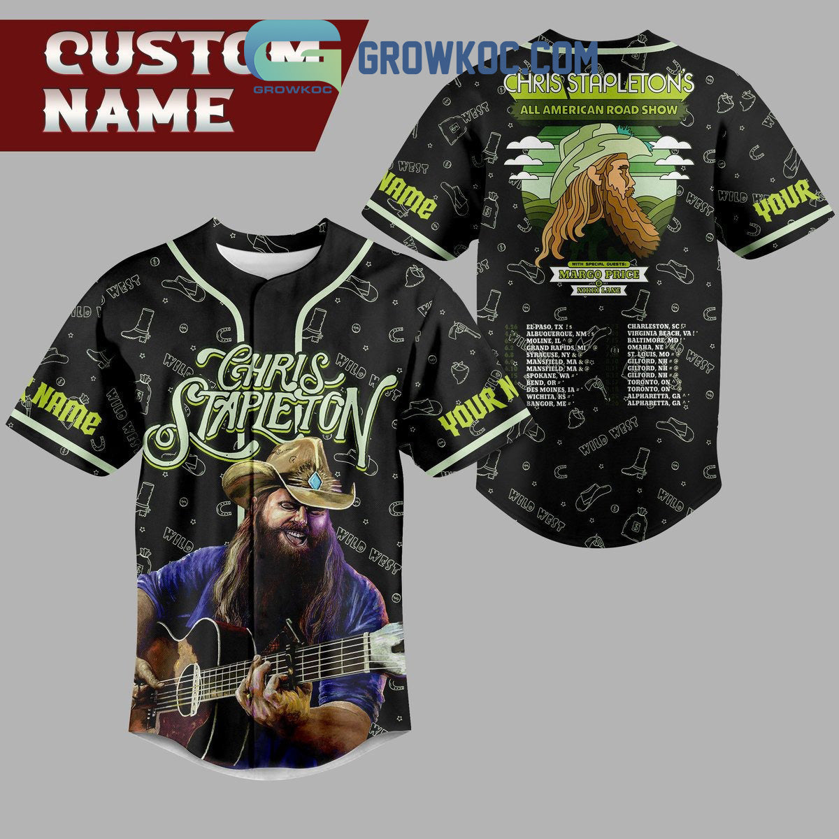 Chris Stapletons All American Road Show Black Design Personalized Baseball Jersey Unisex T-shirt, Sweatshirt, Hoodie, Long Sleeve Tee - T-Shirt, Sweatshirt, Hoodie
