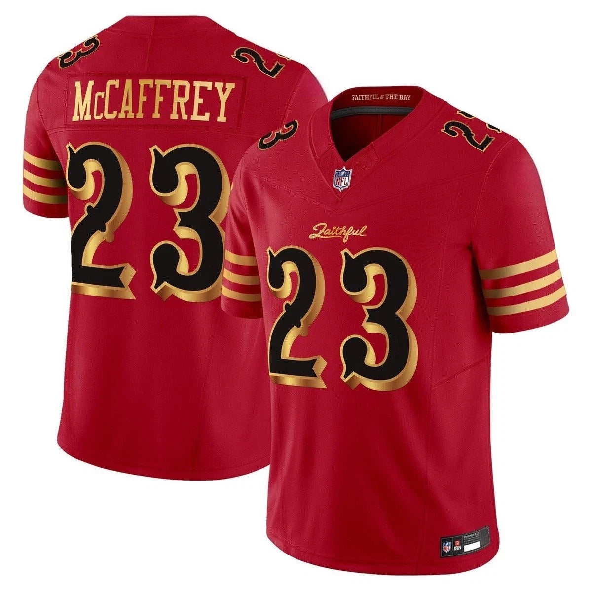 Christian McCaffrey San Francisco 49ers 2025 Rivalries Collection Jersey - Red football jersey product view 1