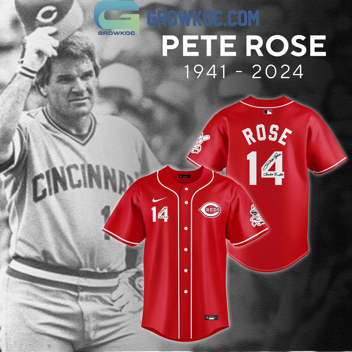 Cincinnati Reds Pete Rose 1941-2024 Forever Fan Baseball Jersey Unisex T-shirt, Sweatshirt, Hoodie, Long Sleeve Tee - T-Shirt, Sweatshirt, Hoodie