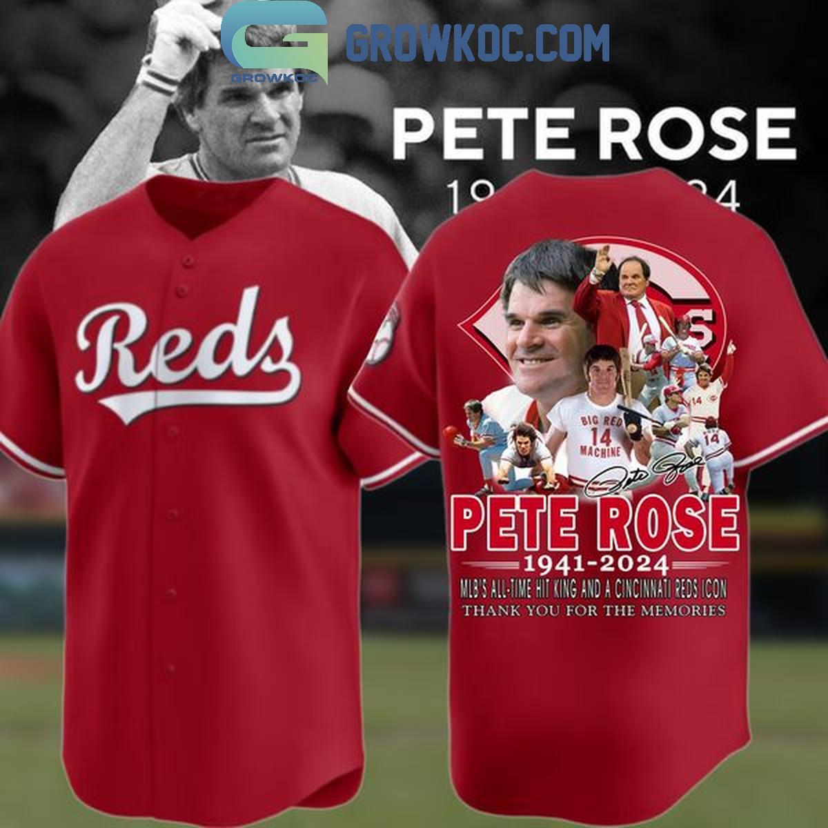 Cincinnati Reds Pete Rose All-Time Hit King 1941-2024 Baseball Jersey Unisex T-shirt, Sweatshirt, Hoodie, Long Sleeve Tee - T-Shirt, Sweatshirt, Hoodie