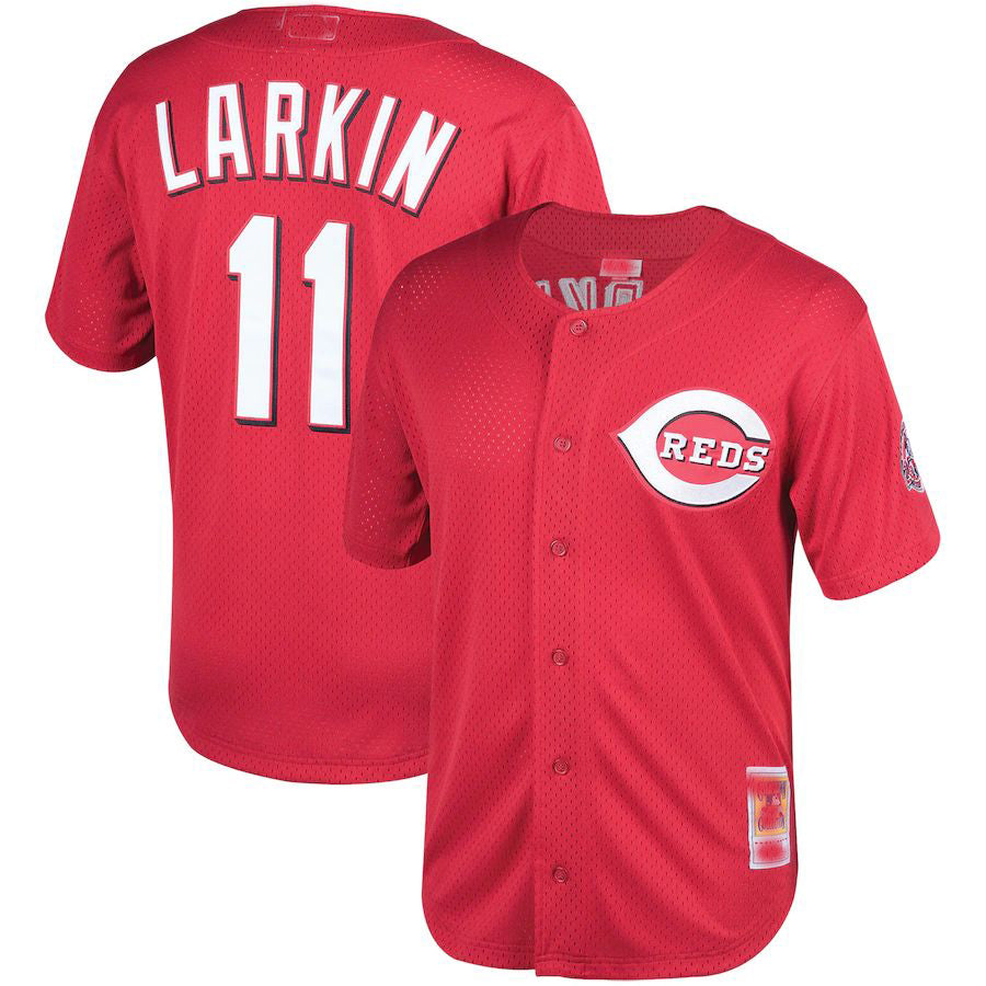 Cincinnati Reds #11 Barry Larkin Red Throwback Cooperstown Mesh Batting Practice Jersey Baseball Jerseys baseball jersey product view 1
