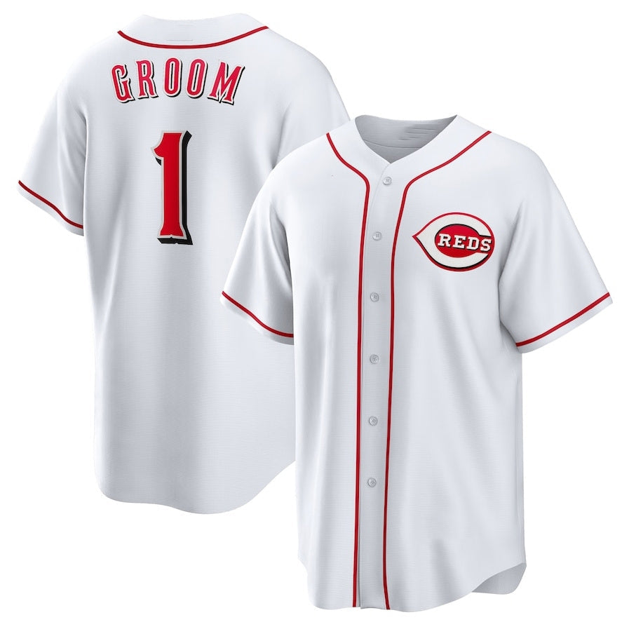 Cincinnati Reds #1 Groom Home Replica Jersey - White Stitched Baseball Jerseys baseball jersey product view 1