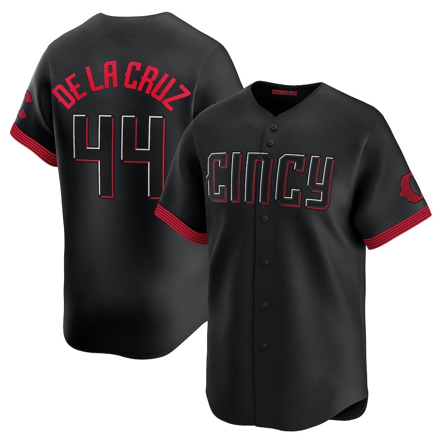 Cincinnati Reds #44 Elly De La Cruz City Connect Limited Jersey - Black Stitched Baseball Jerseys baseball jersey product view 1
