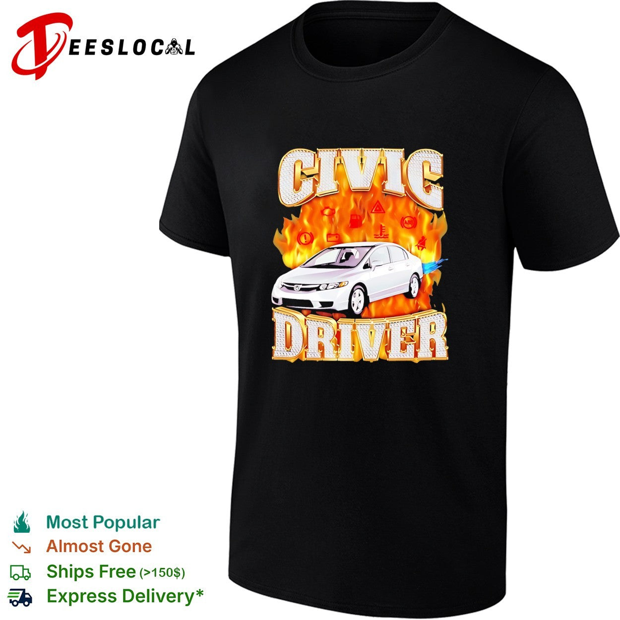 Civic Driver Honda Car JDM Automotive balzing graphic shirt Unisex T-shirt, Sweatshirt, Hoodie, Long Sleeve Tee - T-Shirt, Sweatshirt, Hoodie