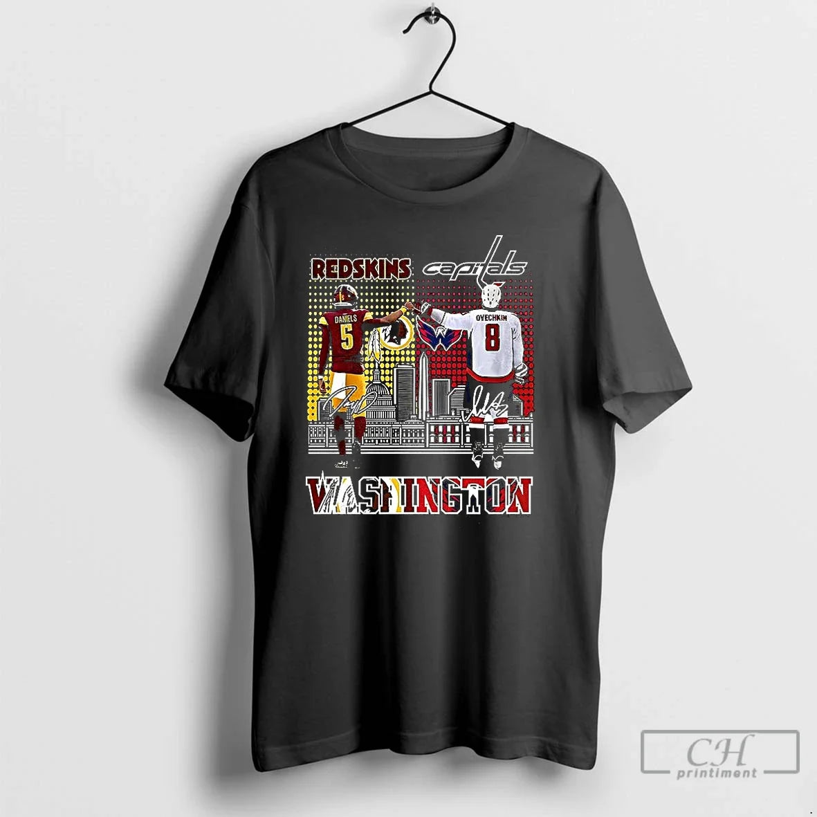 Classic Alexander Ovechkin Washington Capitals Jayden Daniels Washington Commanders Signature T-Shirts, Hoodie, Sweatshirt - T-Shirt, Sweatshirt, Hoodie