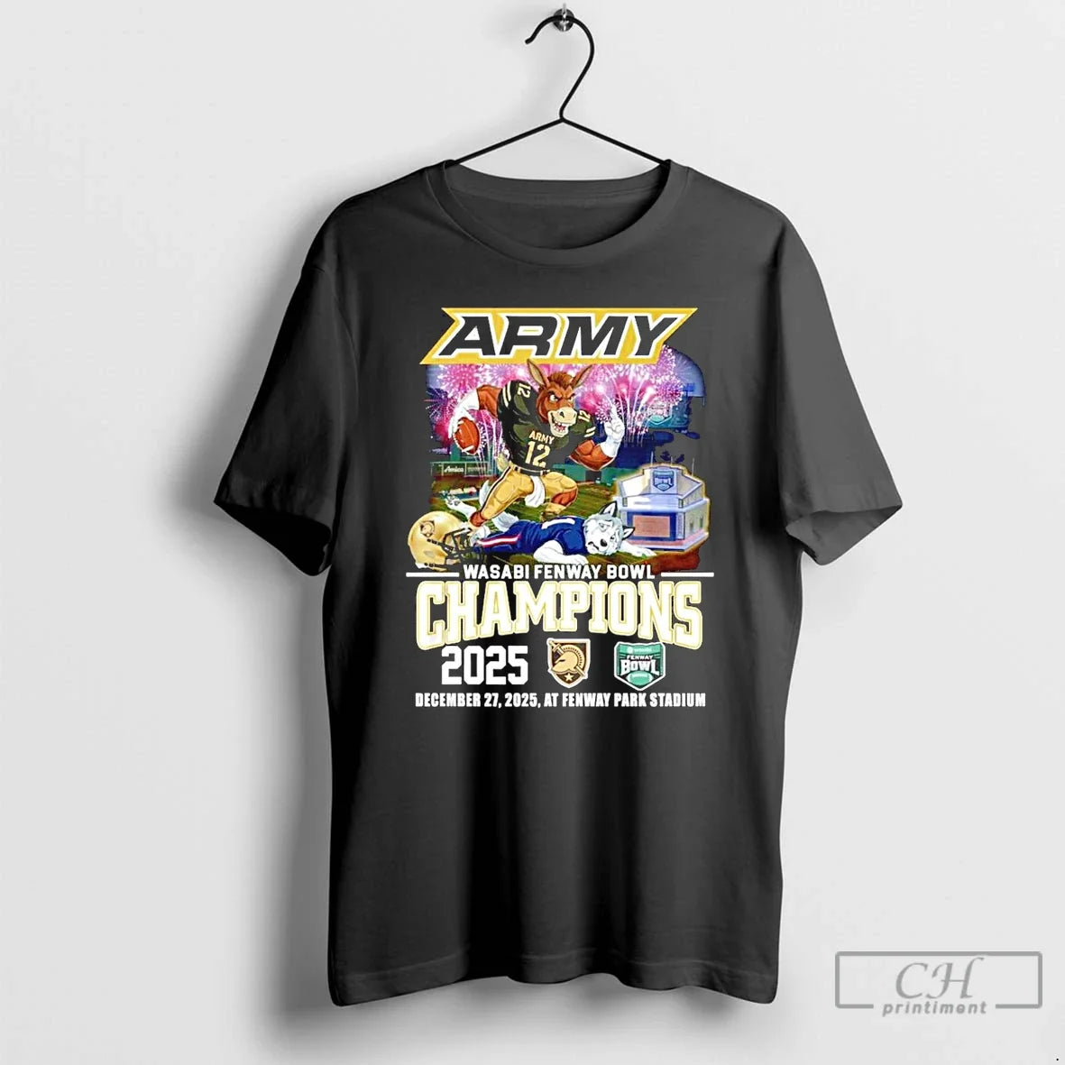 Classic Army Black Knights 2025 Wasabi Fenway Bowl Champions Football Mascot T-Shirts, Hoodie, Sweatshirt - T-Shirt, Sweatshirt, Hoodie