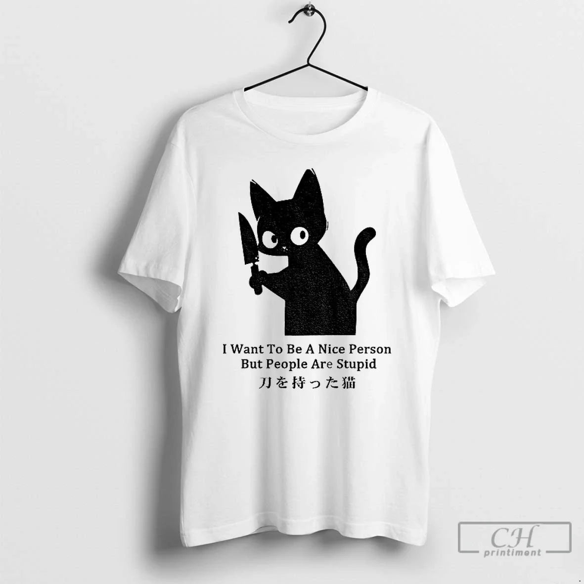 Classic Black Cat Holding Knife I Want Be Nice Person But People Are T-Shirts, Hoodie, Sweatshirt - T-Shirt, Sweatshirt, Hoodie