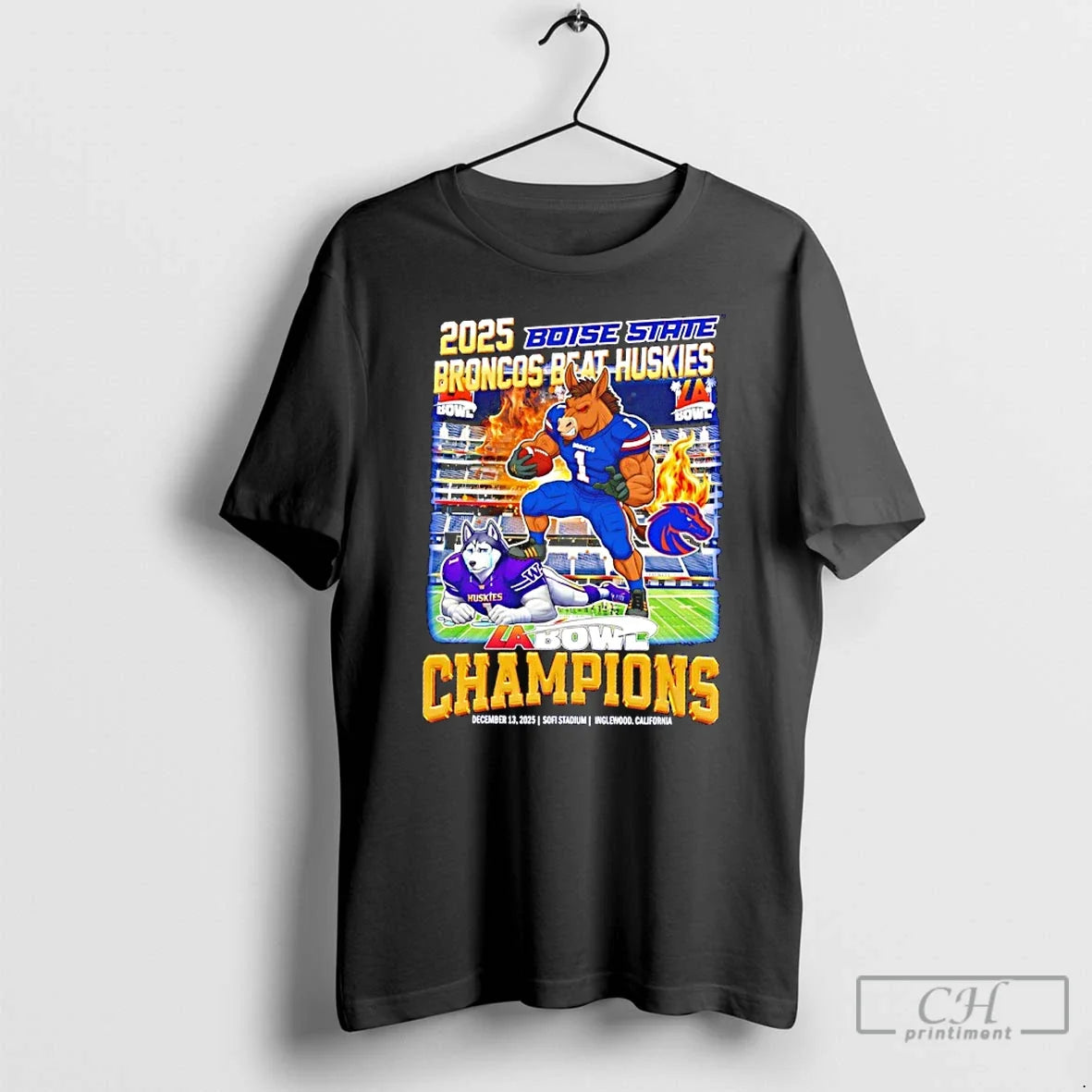 Classic Boise State Broncos Beat Huskies 2025 La Bowl Champions Mascot T-Shirts, Hoodie, Sweatshirt - T-Shirt, Sweatshirt, Hoodie