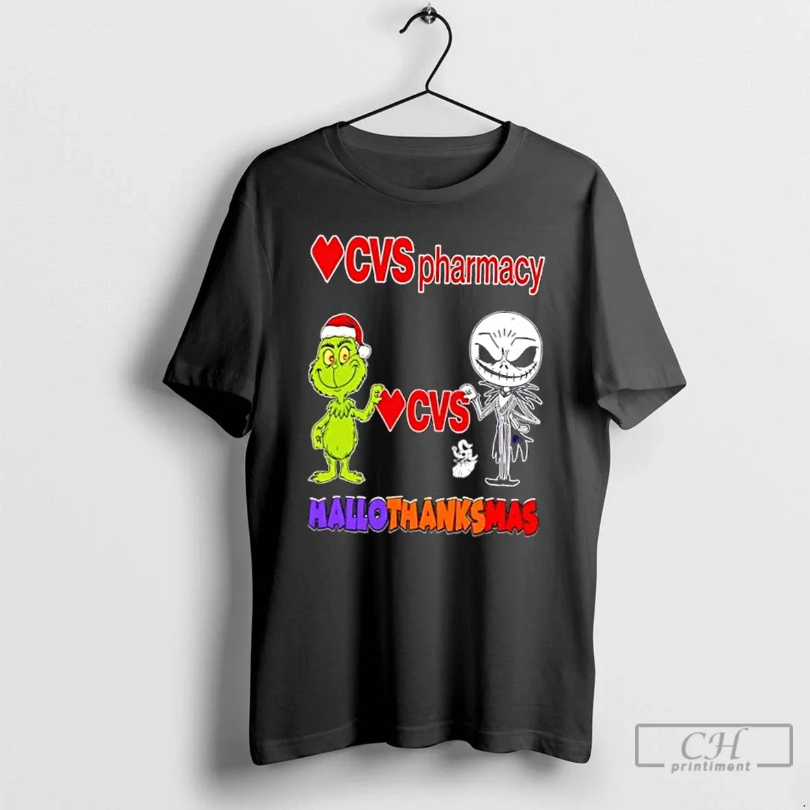 Classic Cvspharmacy X Grinch Jack Skellington Friends Fist Bump Happy Hallothanksmas T-Shirts, Hoodie, Sweatshirt - T-Shirt, Sweatshirt, Hoodie