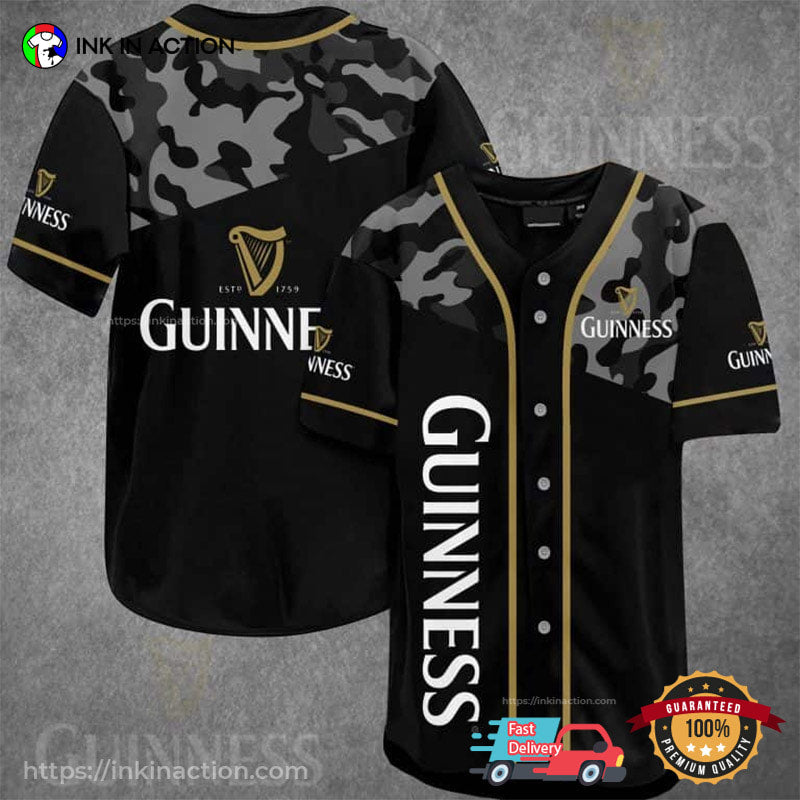 Classic Camouflage Guinness Baseball Jersey Unisex T-shirt, Sweatshirt, Hoodie, Long Sleeve Tee - T-Shirt, Sweatshirt, Hoodie