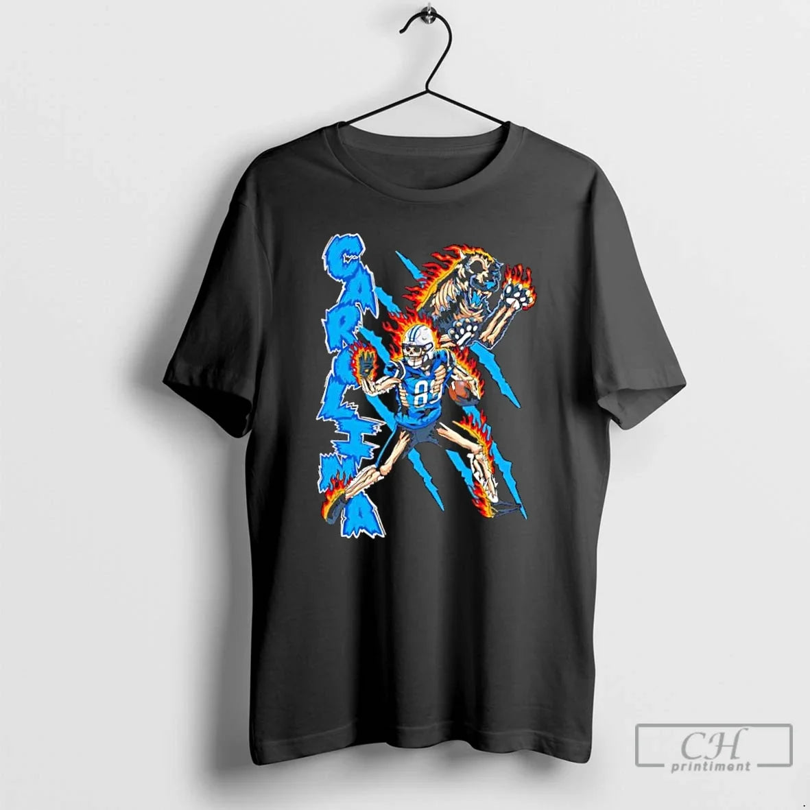 Classic Carolina Panthers Skeleton Player 88 Fire Skeleton Growling Panther T-Shirts, Hoodie, Sweatshirt - T-Shirt, Sweatshirt, Hoodie
