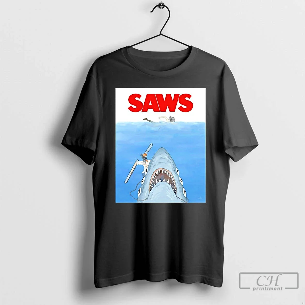 Classic Chainsaw Man Jaws Parody T-Shirts, Hoodie, Sweatshirt - T-Shirt, Sweatshirt, Hoodie