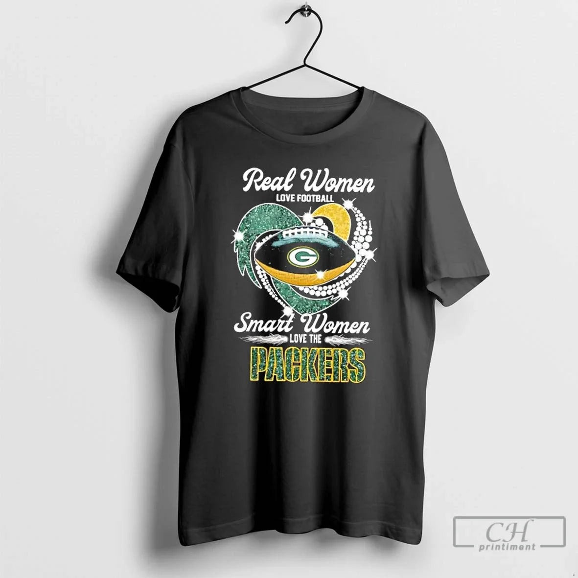 Classic Crystal Heart Real Love Football Smart Love Green Bay Packers Lightning T-Shirts, Hoodie, Sweatshirt - T-Shirt, Sweatshirt, Hoodie