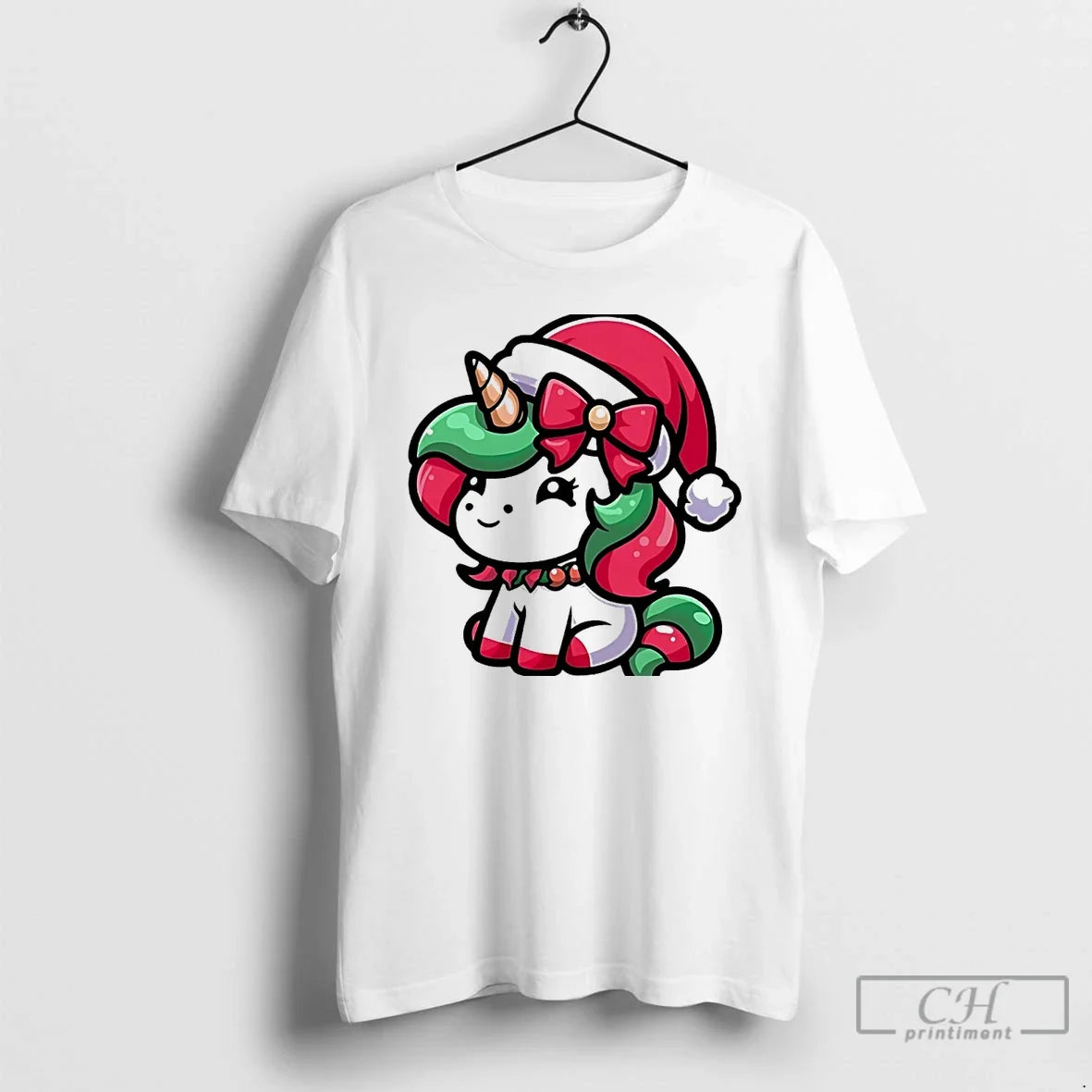 Classic Cute Santa Unicorn Red Bow White T-Shirts, Hoodie, Sweatshirt - T-Shirt, Sweatshirt, Hoodie