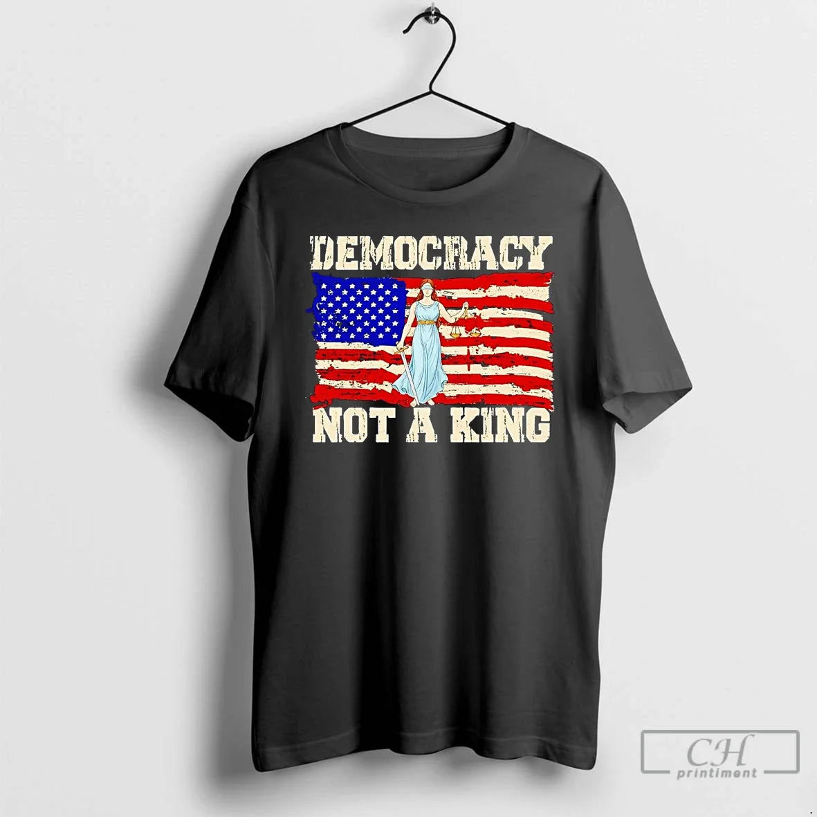Classic Democracy Not King Anti Trump Us Flag T-Shirts, Hoodie, Sweatshirt - T-Shirt, Sweatshirt, Hoodie