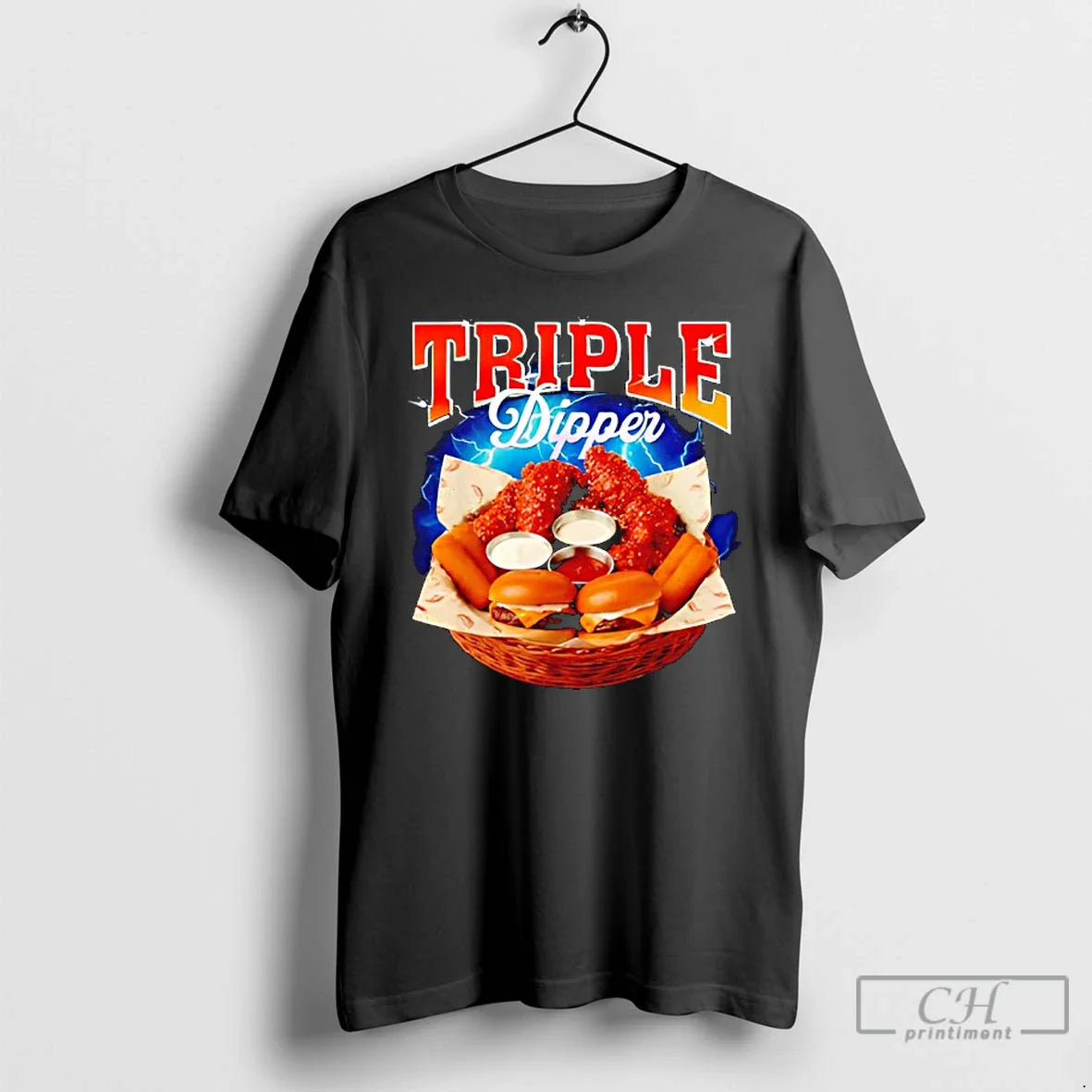 Classic Fast Food Hamburger Chicken Nugget Foodie Triple Dipper T-Shirts, Hoodie, Sweatshirt - T-Shirt, Sweatshirt, Hoodie