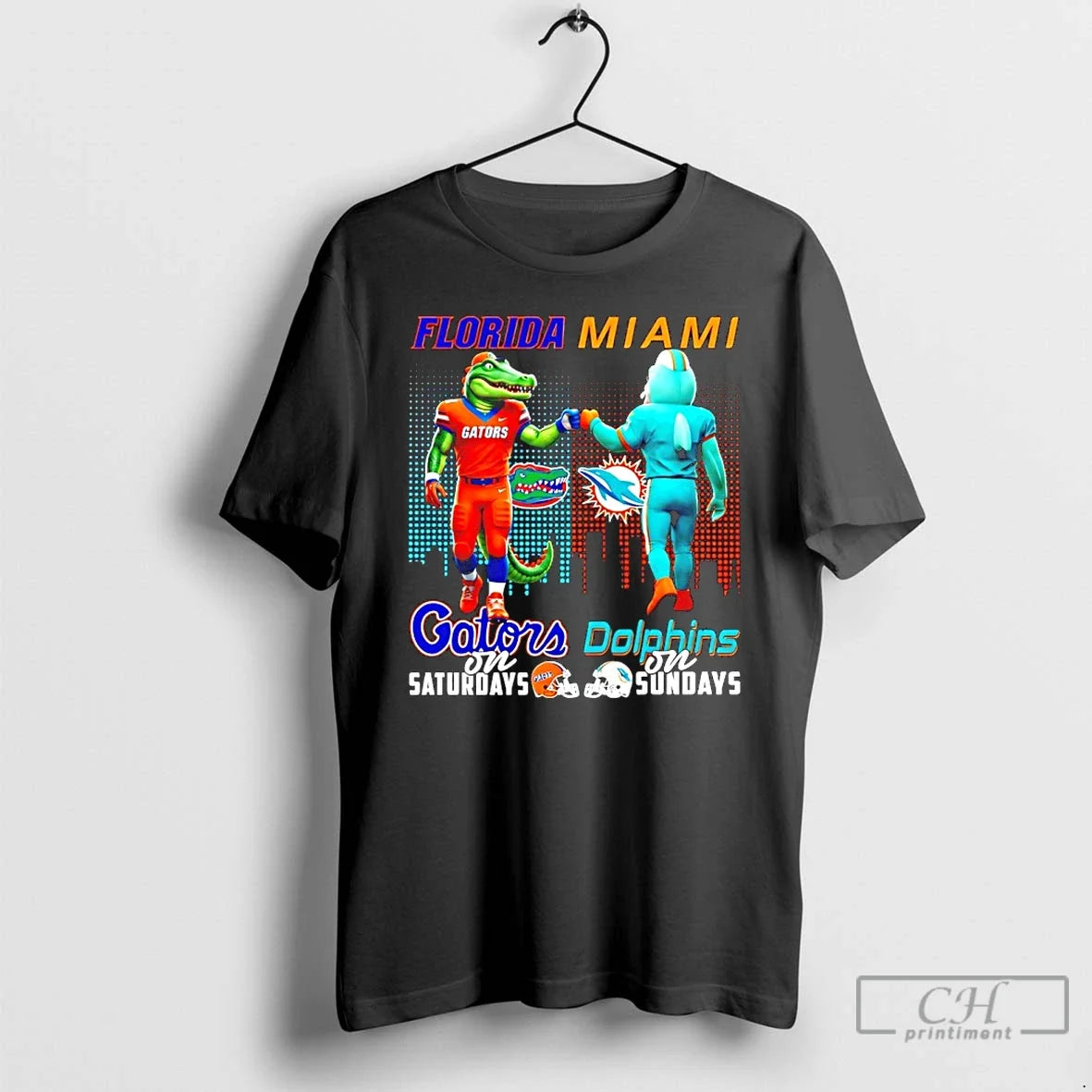 Classic Florida Gators Saturdays Vs Miami Dolphins Sundays Mascot Skyline T-Shirts, Hoodie, Sweatshirt - T-Shirt, Sweatshirt, Hoodie