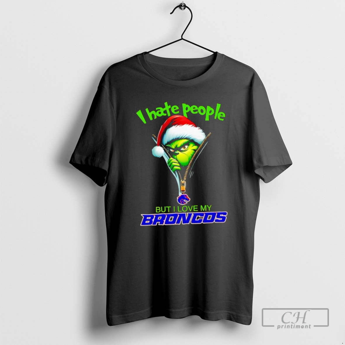 Classic Funny Grinch I Hate People But I Love My Boise State Broncos Merry T-Shirts, Hoodie, Sweatshirt - T-Shirt, Sweatshirt, Hoodie