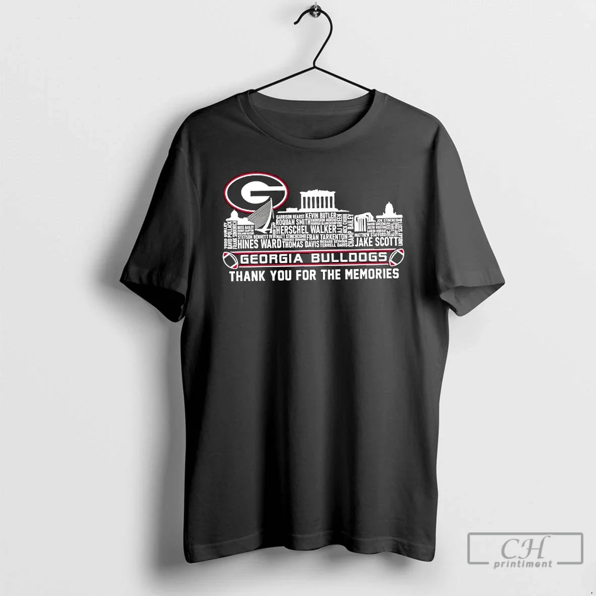 Classic Georgia Bulldogs Players Names City Skyline Thank You Memories T-Shirts, Hoodie, Sweatshirt - T-Shirt, Sweatshirt, Hoodie