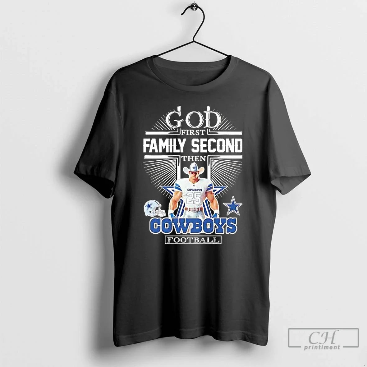 Classic God First Family Second Then Dallas Cowboys Football Mascot T-Shirts, Hoodie, Sweatshirt - T-Shirt, Sweatshirt, Hoodie